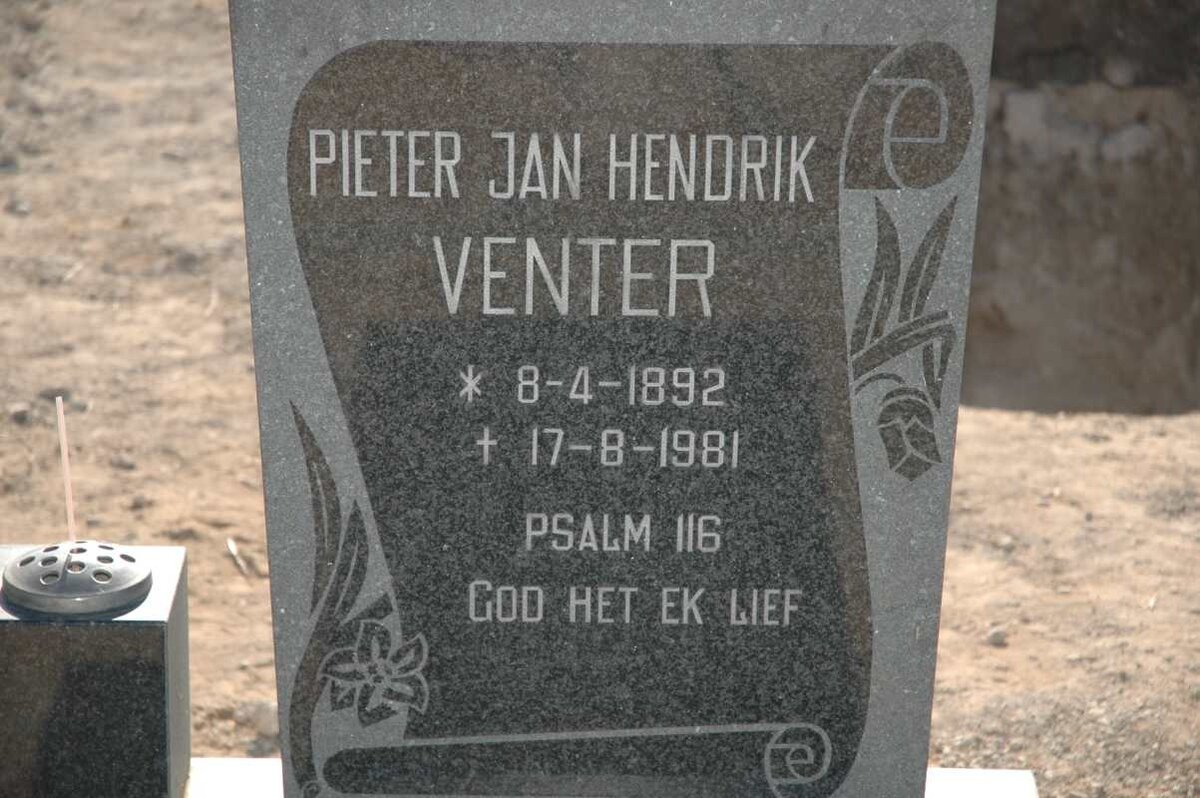 VENTER Pieter Jan Hendrik 1892-1981