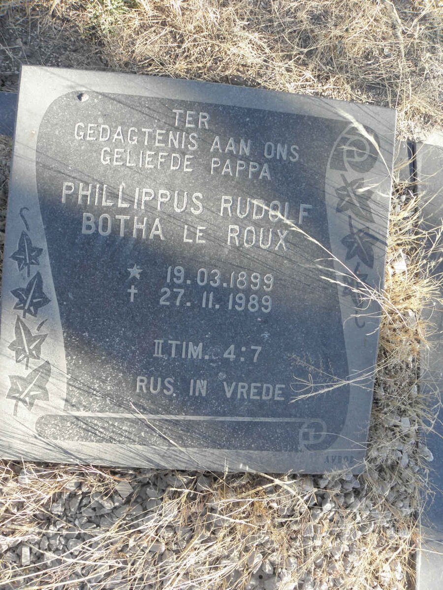 ROUX Phillippus Rudolf Botha, le 1899-1989