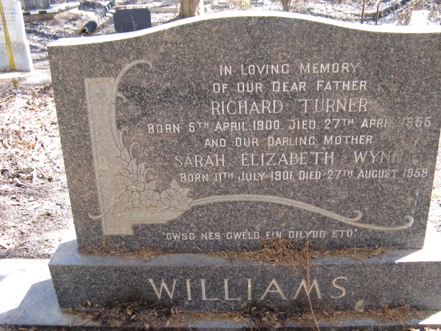 WILLIAMS Richard Turner 1900-1955 &amp; Sarah Elizabeth Wynn 1901-1959