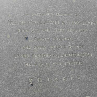 KOPELOWITZ Henne nee ILLION 1897-1966