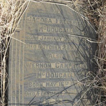 McDOUGALL Jacoba Frederica 1886-1918 :: McDOUGALL Vernon Campbell 1917-191?