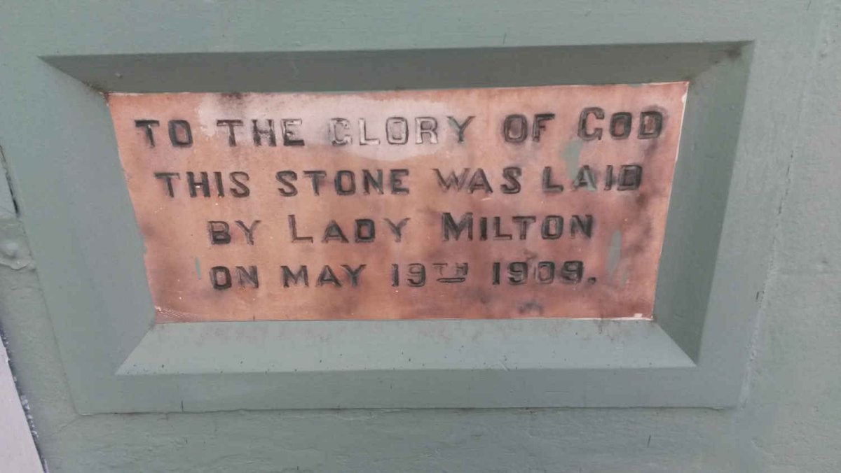 4. Stone laid by Lady MILTON 1909