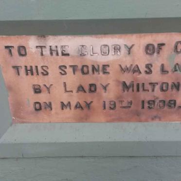 4. Stone laid by Lady MILTON 1909