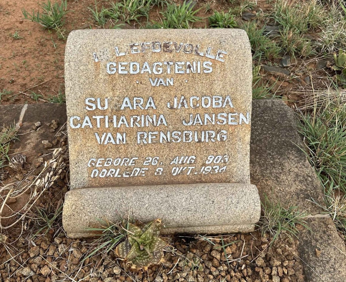 RENSBURG Susara Jacoba Catharina, Jansen van 1903-1934