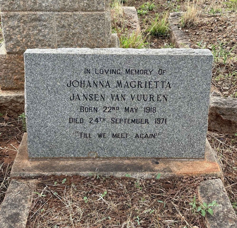 VUUREN Johanna Magrietta, Jansen van 1918-1971