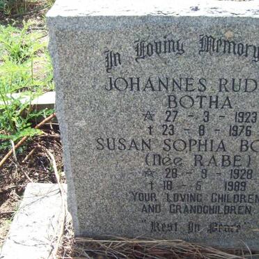 BOTHA Johannes Rudolf 1923-1976 &amp; Susan Sophia RABE 1928-1989