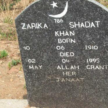 KHAN Zarika Shadat 1910-1995