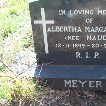 MEYER Albertha Margaretha nee NAUDE 1899-1975