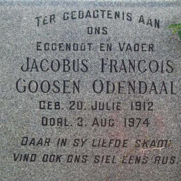ODENDAAL Jacobus Francois Goosen 1912-1974