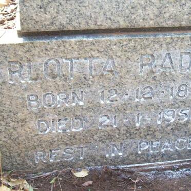 RADCLIFFE Carlotta 1870-1954