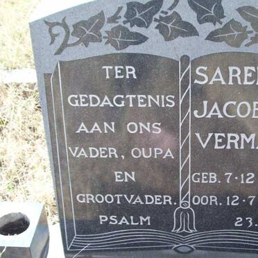 VERMAAK Sarel Jacobus 1885-1972