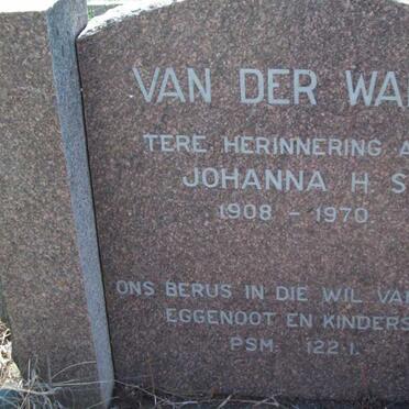 WALT Johanna H.S., van der 1908-1970