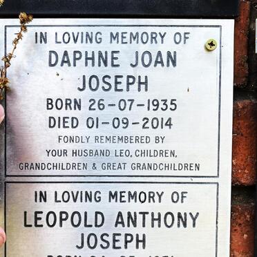 JOSEPH Leopold Anthony 1931-2023 & Daphne Joan 1935-2014