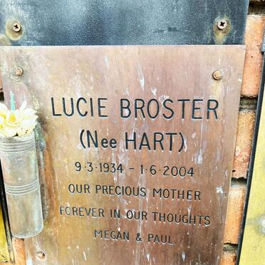 BROSTER Lucie nee HART 1934-2004