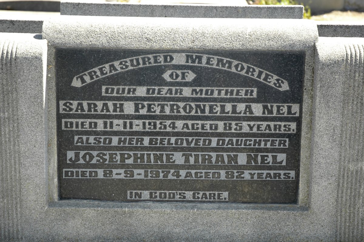 NEL Sarah Petronella  -1954 ::  NEL Josephine Tiran -1974