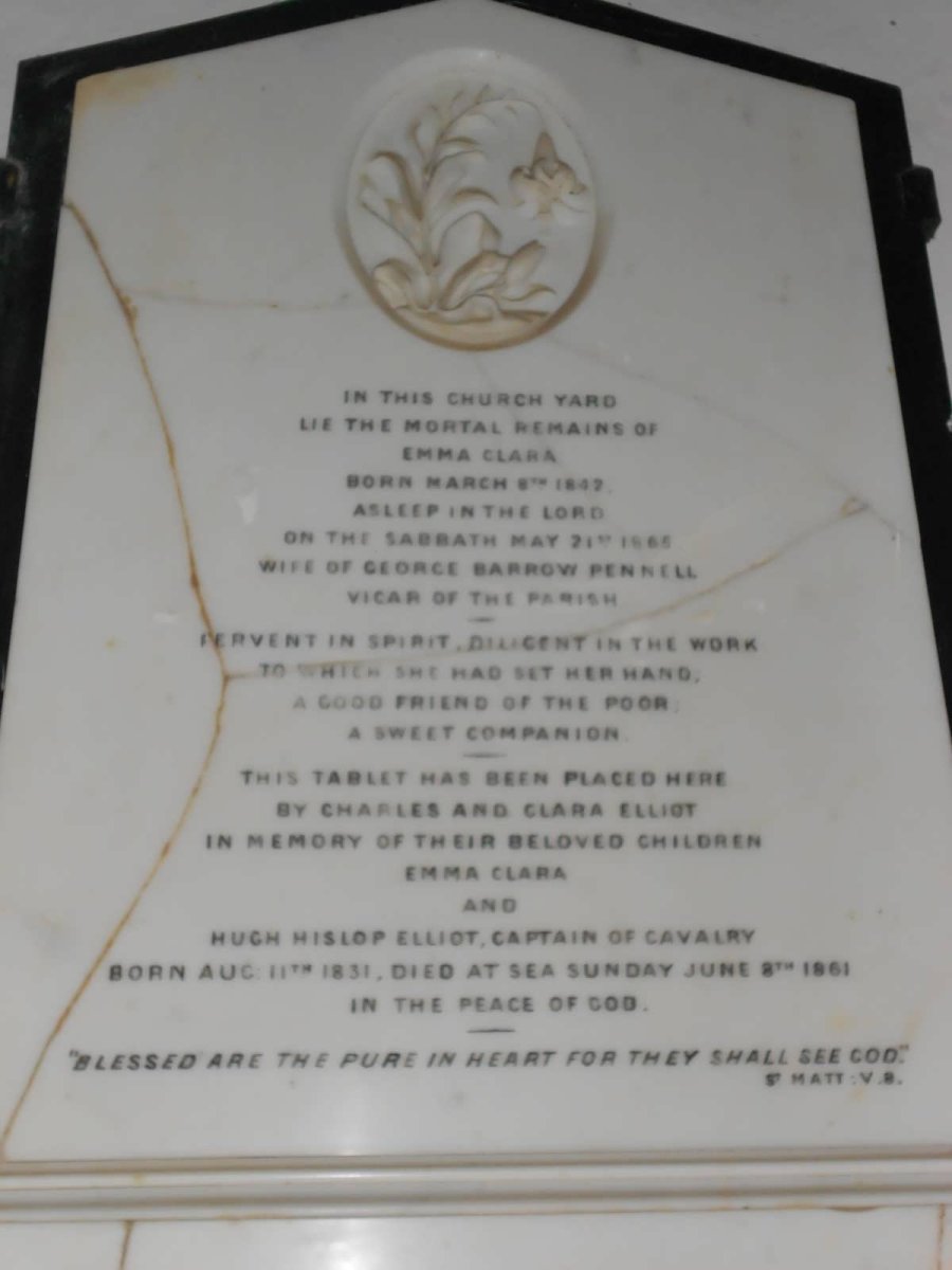 ELLIOT Hugh Hislop 1831-1861 :: PENNEL Emma Clara nee ELLIOT 1847-18??